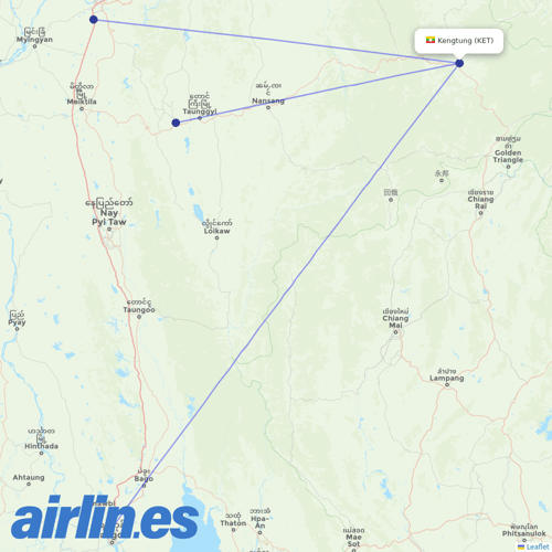 Myanmar National Airlines at KET route map