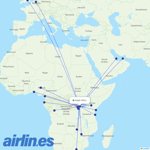 RwandAir at KGL route map
