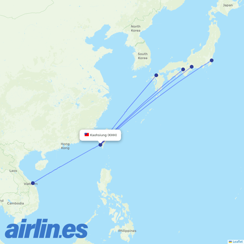 Tigerair Taiwan at KHH route map