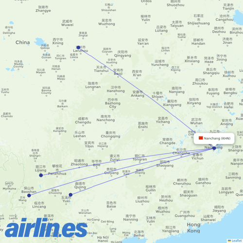 HongTu Airlines at KHN route map