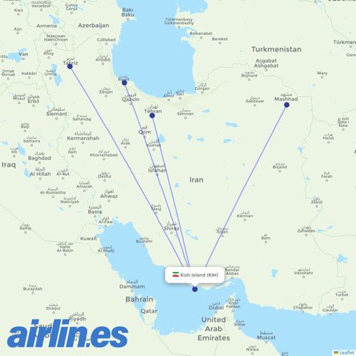 Iran Airtour at KIH route map