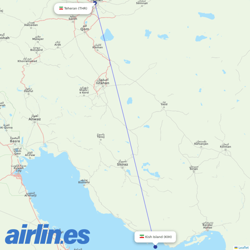 Qeshm Air at KIH route map