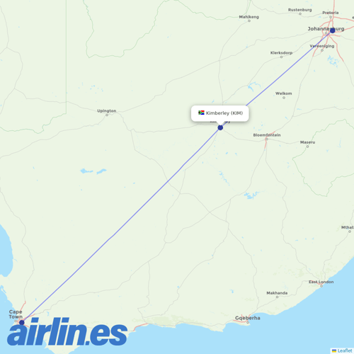 Airlink (South Africa) at KIM route map