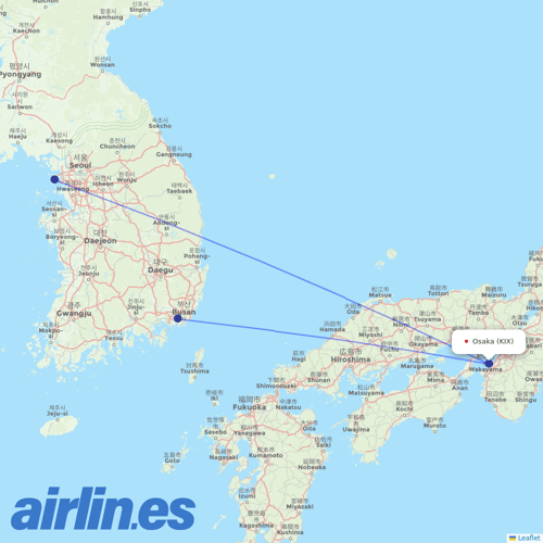 Air Busan at KIX route map