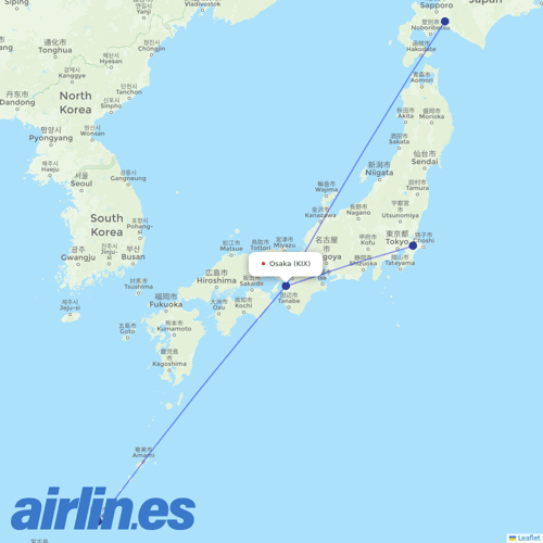Jetstar Japan at KIX route map