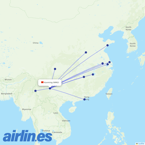 HongTu Airlines at KMG route map