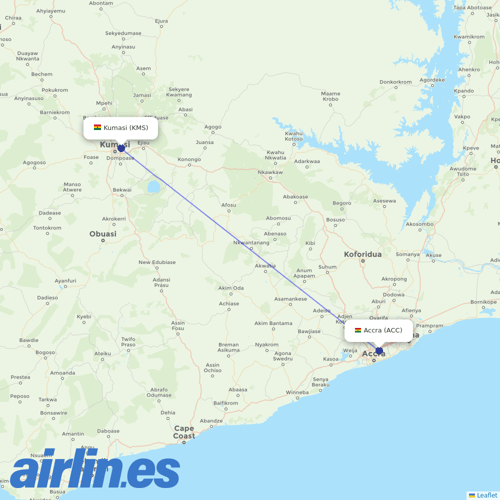 Africa World Airlines at KMS route map