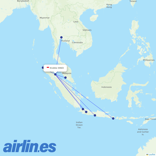 Indonesia AirAsia at KNO route map