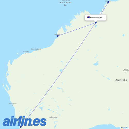 Airnorth at KNX route map