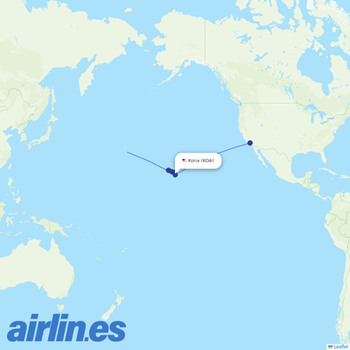 Hawaiian Airlines at KOA route map