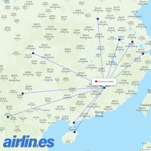 Lucky Air at KOW route map