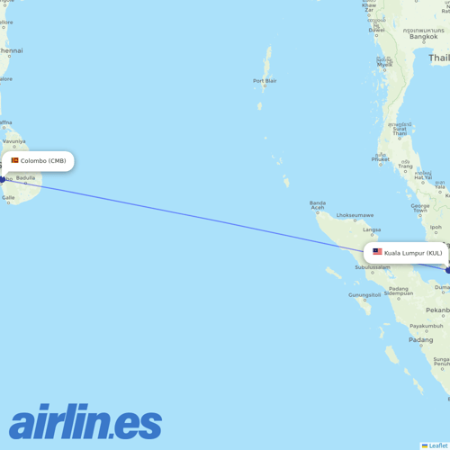 SriLankan Airlines at KUL route map