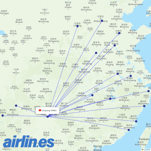 Chengdu Airlines at KWE route map