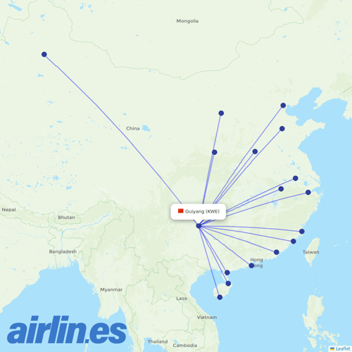 Tianjin Airlines at KWE route map
