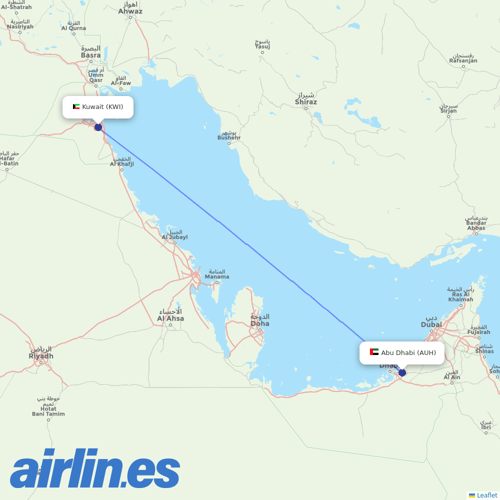 Etihad Airways at KWI route map