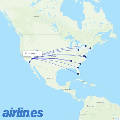 Breeze Airways at LAS route map