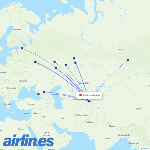 Ural Airlines at LBD route map