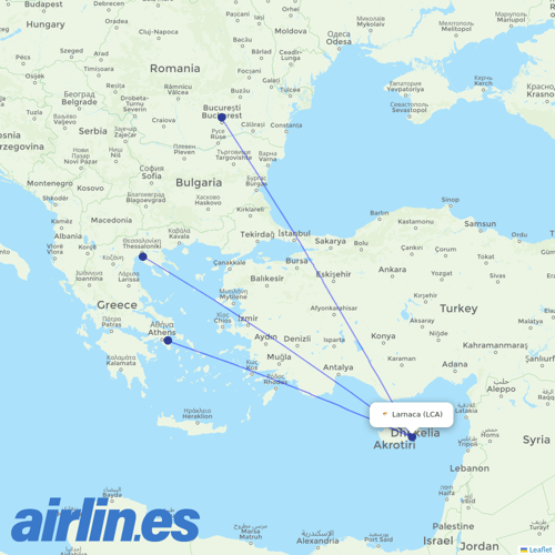 Aegean Airlines at LCA route map