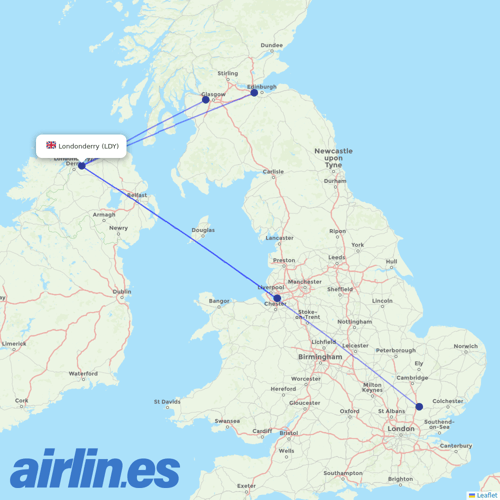 Loganair at LDY route map
