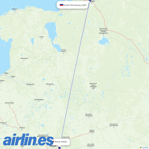 Belavia at LED route map