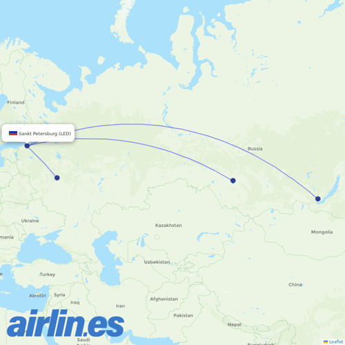 S7 Airlines at LED route map