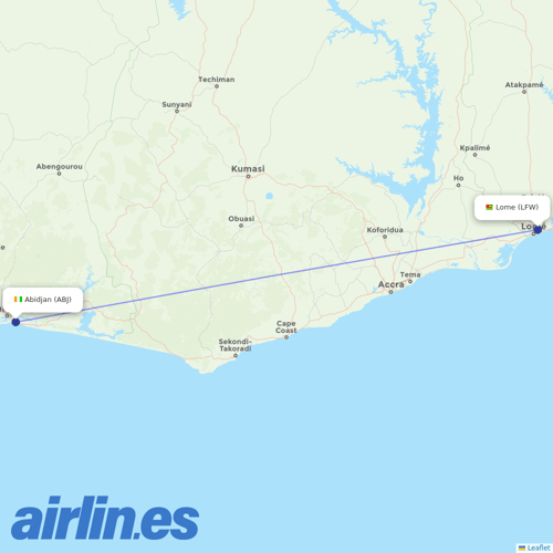 Air Cote D'Ivoire at LFW route map