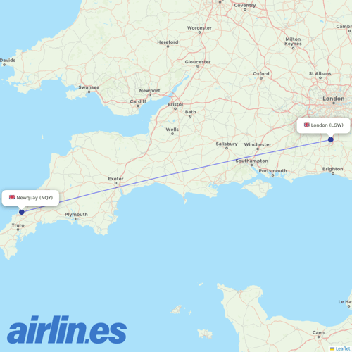 Eastern Airways at LGW route map