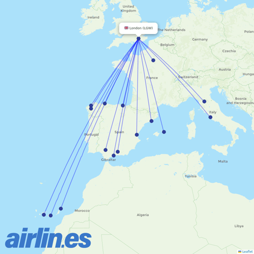 Vueling at LGW route map
