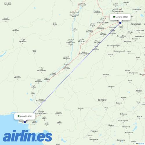 Air Arabia Jordan at LHE route map