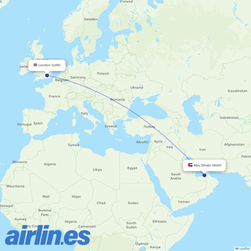 Etihad Airways at LHR route map