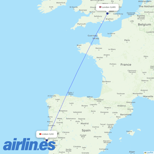 TAP Portugal at LHR route map