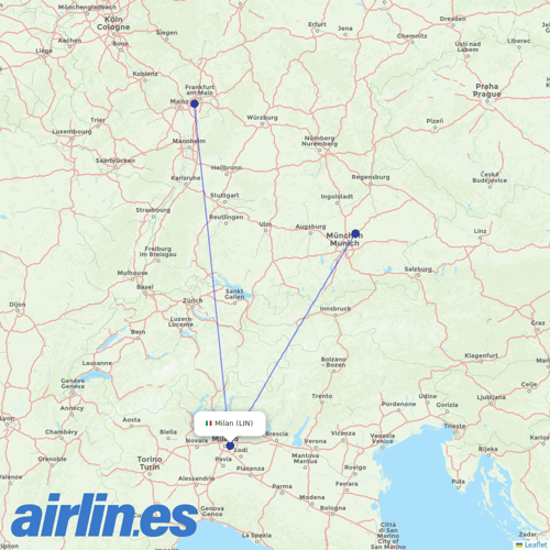 Air Dolomiti at LIN route map