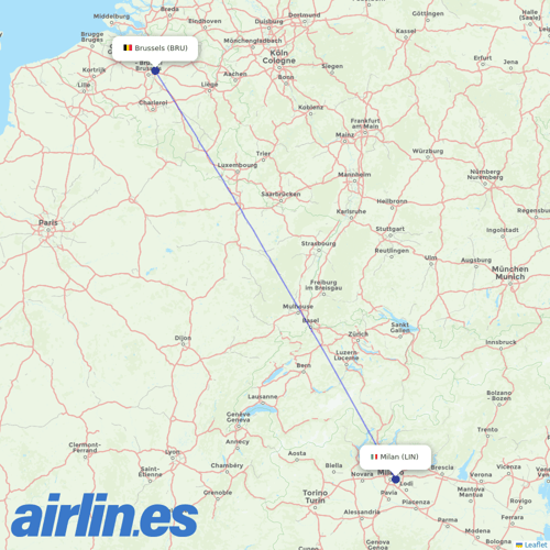 Brussels Airlines at LIN route map