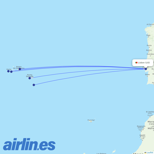 Azores Airlines at LIS route map