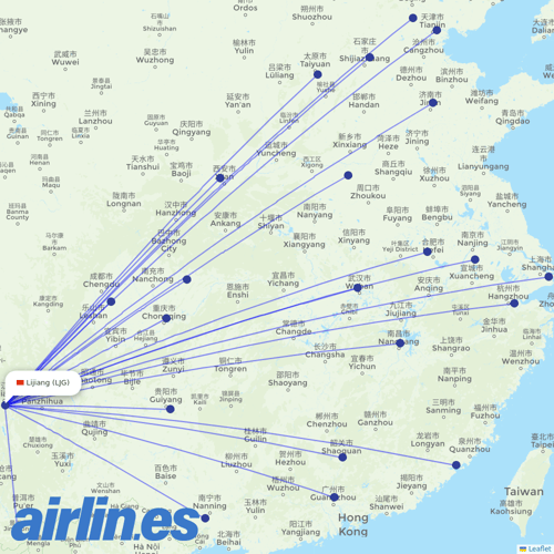 Beijing Capital Airlines at LJG route map
