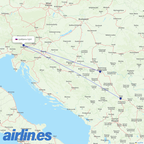 Air Serbia at LJU route map
