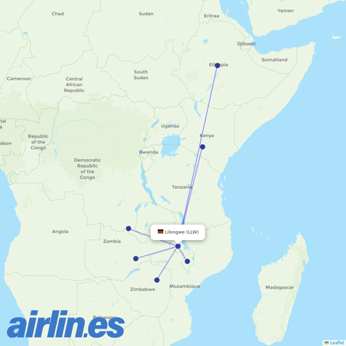 Ethiopian Airlines at LLW route map