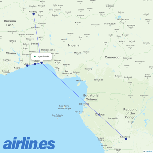 ASKY Airlines at LOS route map