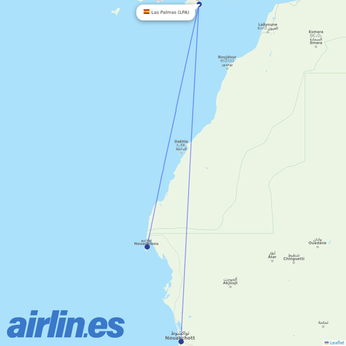 Mauritania Airlines International at LPA route map