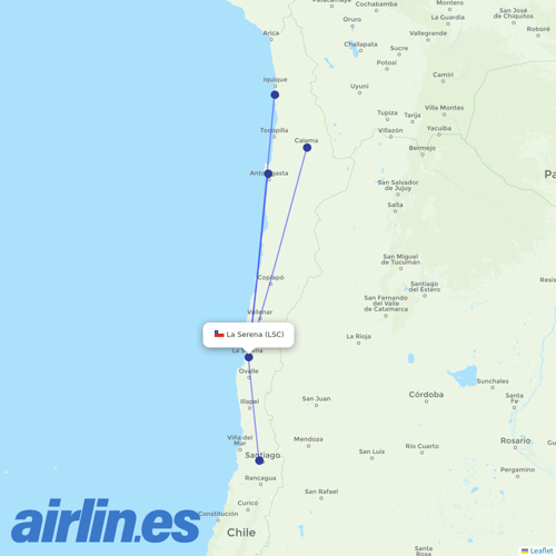 Sky Airline at LSC route map