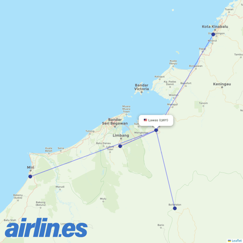 Malaysia Airlines at LWY route map