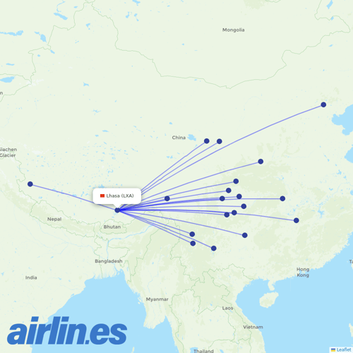 Tibet Airlines at LXA route map