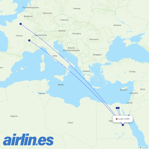 Air Cairo at LXR route map