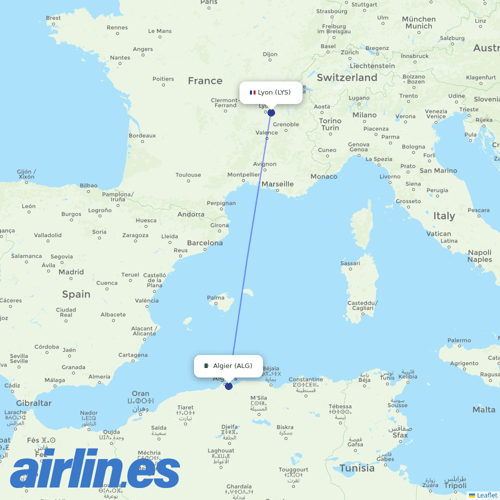 ASL Airlines France at LYS route map