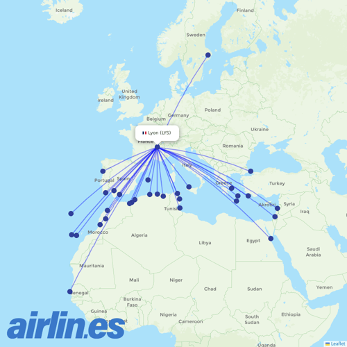 Transavia France at LYS route map