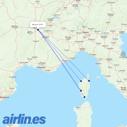 Air Corsica at LYS route map