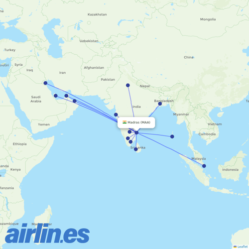 Air India at MAA route map