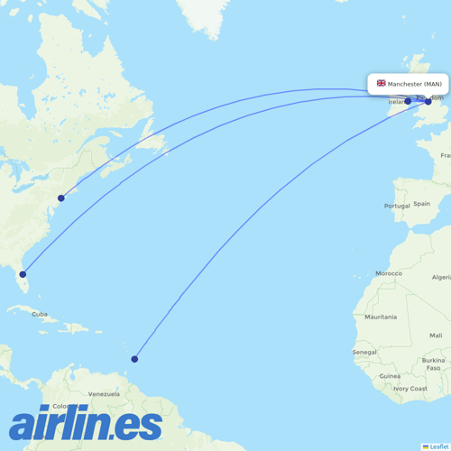 Aer Lingus at MAN route map