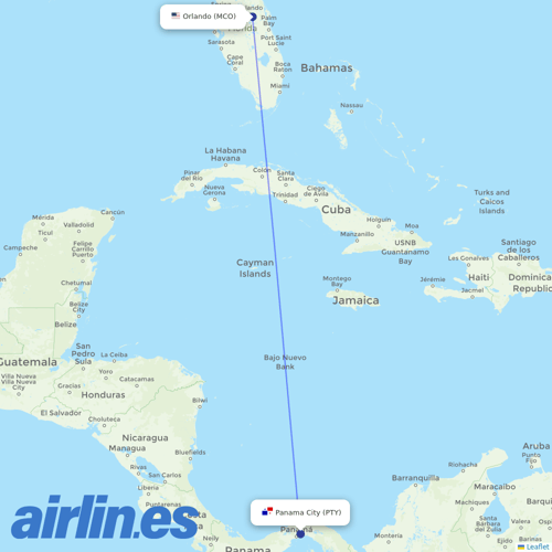 Copa Airlines at MCO route map