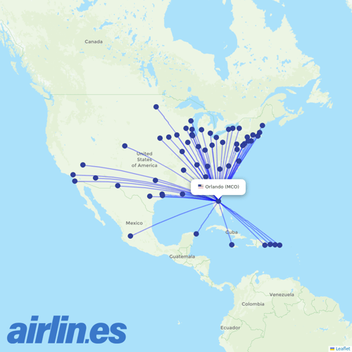 Frontier Airlines at MCO route map